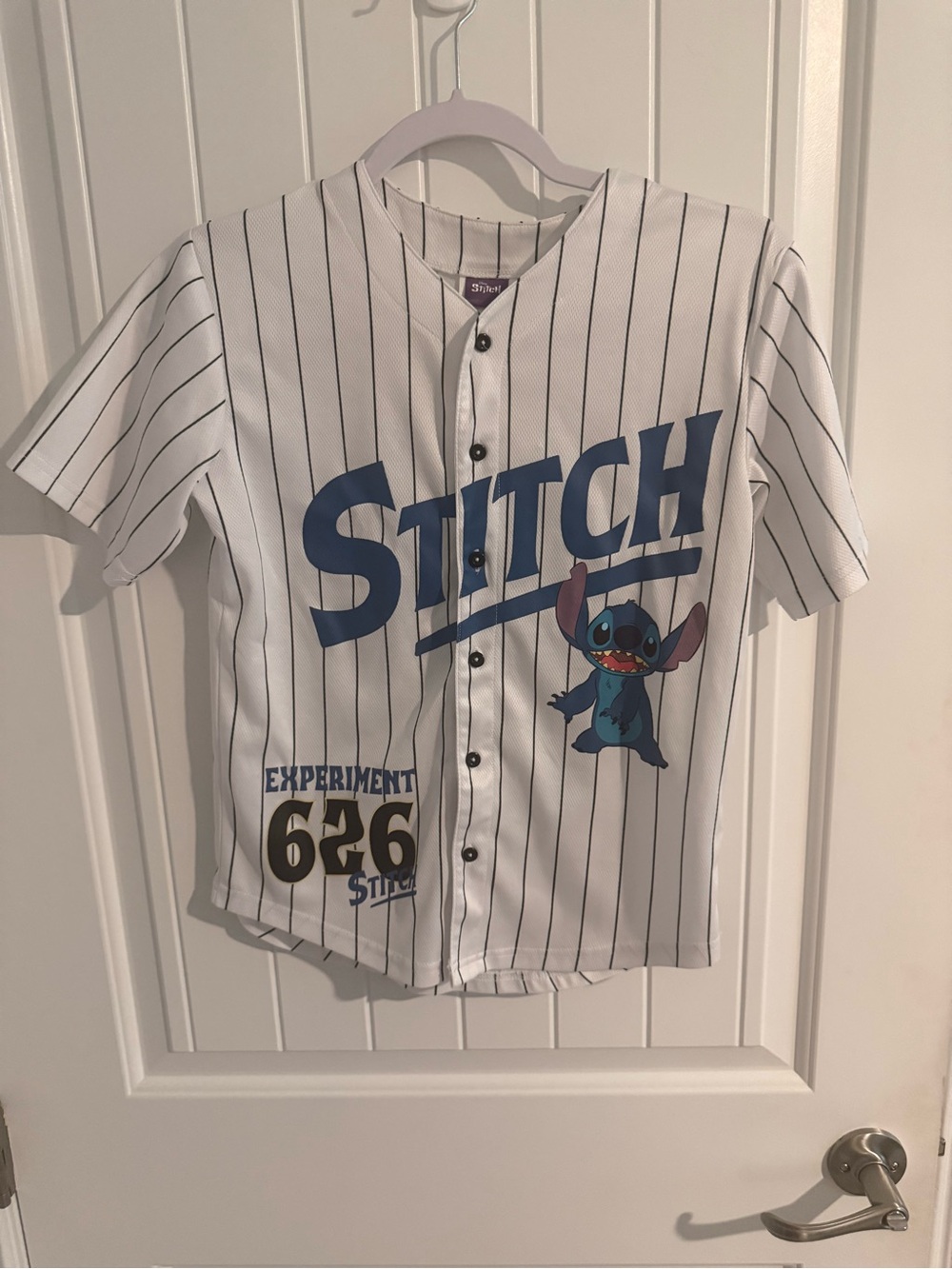 Disney Stitch Experiment 626 Baseball Jersey Button Front Shirt Size M